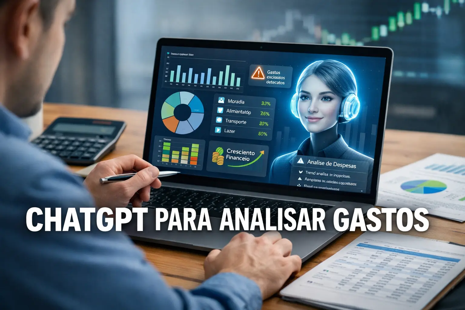 Imagem destacada: Analisar gastos com ChatGPT usando inteligência artificial para controle financeiro pessoal